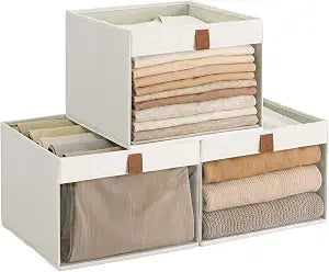 StorageWorks Closet Organizer Bins with Clear Window, Beige