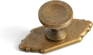 6 Pack Antique Brass Cabinet Knob with Backplate Retro Round Knob