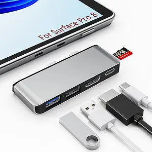 Surface Pro 8 Docking Station USB C Hub with Thunderbolt 4 (40Gbps Data+8K Display+100W PD), 4K HDMI, USB 3.0/2.0, TF Card Slot, Triple Display USB-C Adapter for Surface Pro8 Home Office