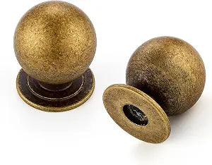 JOY DECOR 10 Pack Antique Brass Cabinet Knobs, 0.95" Kitchen Drawer Knobs