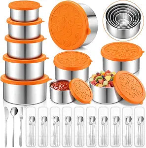60 Pcs Stainless Steel Snack Containers Set, Metal Lunch Boxes