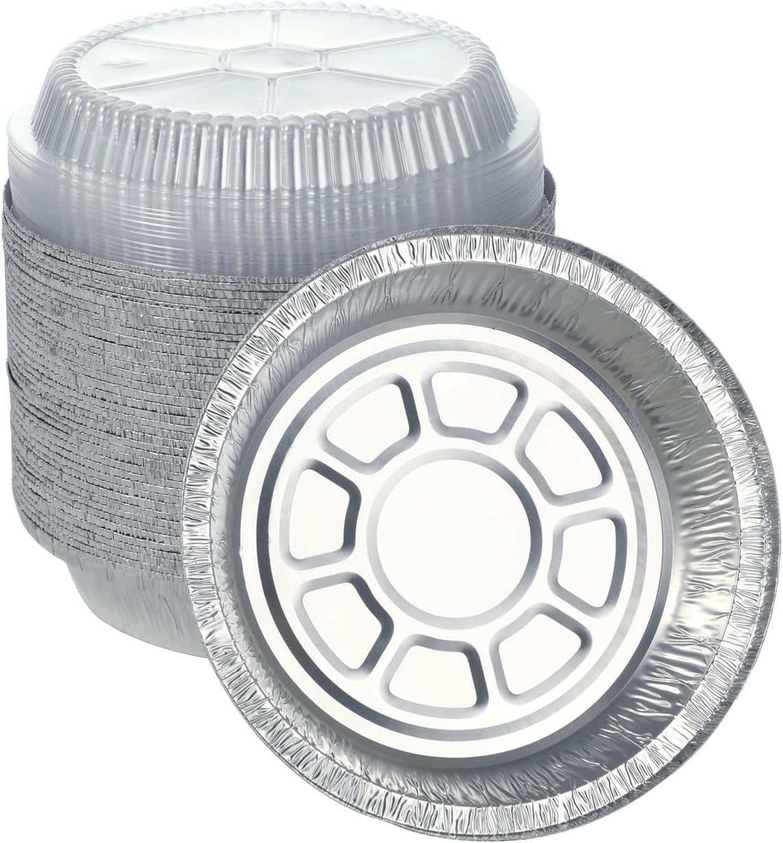 Waytiffer 7''Round 60 Pack Disposable Aluminum Foil Pans with Clear Lids