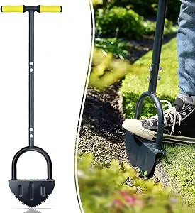 Colwelt Saw-Tooth Edger Lawn Tool, Half Moon Lawn Edger with T-Grip, Sidewalk Grass Long Handled Step Edger, 38-Inch