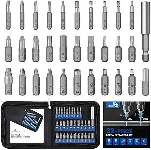 STREBITO 32PCS Damaged Screw Extractor Set, Stripped Screw Extractor(Blue)