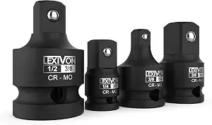 LEXIVON Impact Socket Adapter and Reducer 4-Piece Set | 1/4" - 3/8" - 1/2" Impact Driver Conversions, Chrome Molybdenum alloy steel (LX-112)