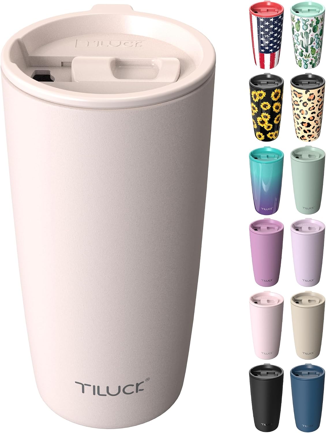 TILUCK 20 oz Insulated Coffee Tumbler with BPA-Free Lid