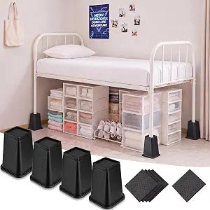 Novabright 8 Inch 4 Pack College Dorm Bed Risers,Black