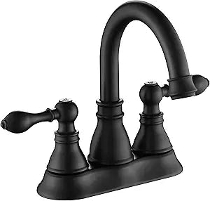 Matte Black 4 Inch Centerset Bathroom Sink Faucet 3 Hole with Pop up Drain
