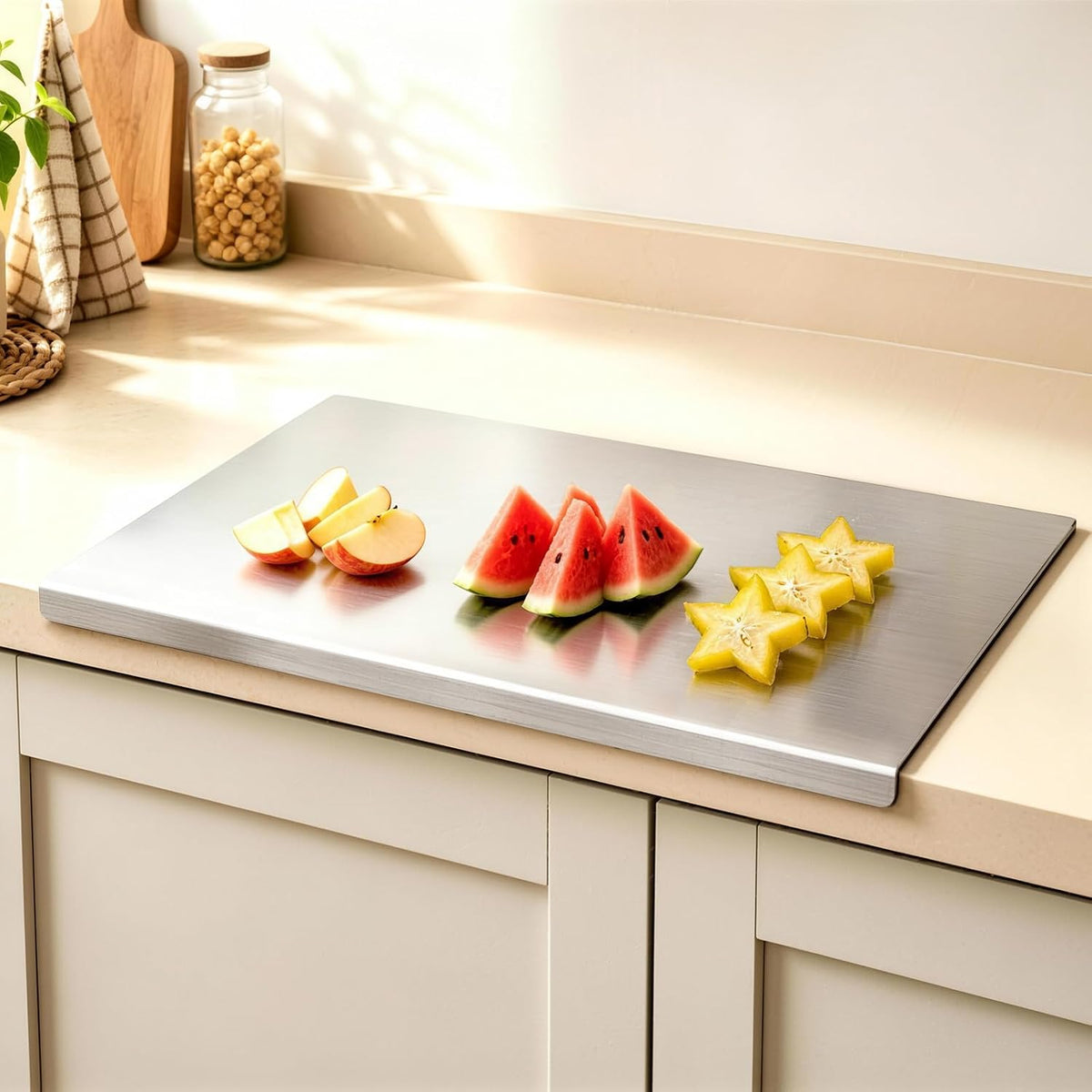 304 Stainless Steel Cutting Board for Kitchenï¼ŒDishwasher Safe Metal Chopping Board for Dough Kneading, Baking, Pastry, Noodle, Meat, Fruits and Vegetables (15.7''L x 11.8''W)