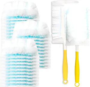 BDS-HOME 30 Count Electrostatic Duster Refills, 180Multi-Surface Dusting Compatible with Duster Microfibre Feather Dusters Replacement Kit with 2 Handles for Home Office Furniture Cleaning