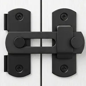 DOUBLE 2 C Barn Door Lock, Sliding Door Lock Hardware, Carbon Steel Door Latches for Cabinet, Closet, Window Door, Black