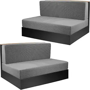 Tlswshsy RV Dinette Cushions Covers- RV Stretch Sofa Seat Slipcovers -Washable Loveseat Sofa Furniture Protector for RV Camper Car Bench (Grey 2 Backrest Covers & 2 Bench Covers)