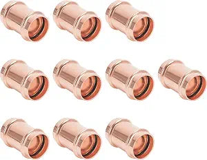 Copper Press Fittings 3/4 inch Coupling with Stop 10 Pack