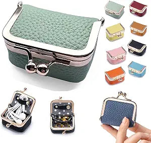 Genuine Leather Mini Jewelry Box for Women, Portable Travel Jewelry Case