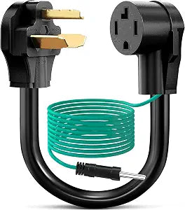 Dryer Adapter 4 Prong to 3 Prong, 4P Newer Dryer to 3P Older House, Dryer Convert Cord NEMA 10-30P Plug to 14-30R Receptacle, 220V 30 Amp 10 AWG STW 1.5FT with Safety Ground Wire