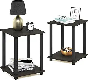 Furinno Simplistic Set of 2 Toolless Living Room Table Set, Espresso