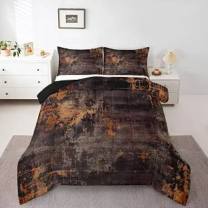 Erosebridal Abstract Watercolor Full Comforter Set for Kids Teens,Country Farmhouse Brown Orange Pastel Bedding Sets for Boys Men Vintage Batik Aesthetic Down Comforter Bedroom Decor