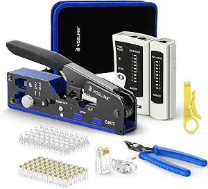 VCELINK RJ45 Crimp Tool Kit Advanced, All-In-1 CAT7/6/5 Crimper, Blue