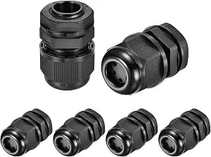 MECCANIXITY 6Pcs M16 Cable Gland, 6 Holes IP68 Nylon Waterproof Black