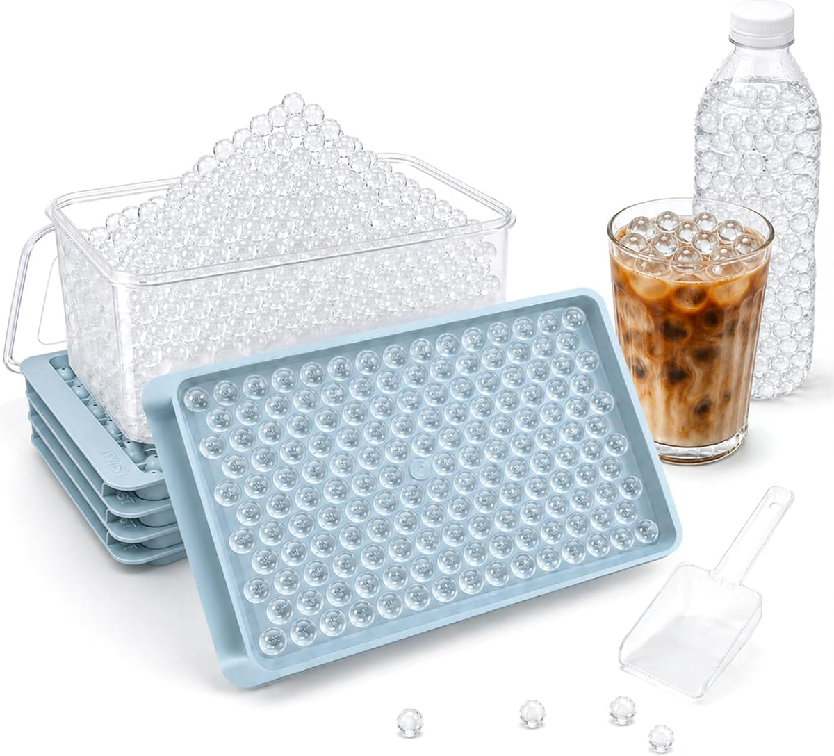 Mini Ice Cube Trays, 159 Balls/Tray, 4 Pack, Make 0.55in Tiny Ice Ball