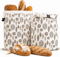 2 Pack Zippered Beeswax Bread Bags, 17x13 Inches Large Cotton Reusable Storage Bags, Freezer Safe for Sourdough, Homemade Bread, Baguette, Kitchen Baking Freshness Keeping Supplies