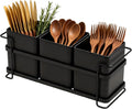 Ewaiira Silverware Caddy Utensil Holder for Party Large 3-Compartment Metal