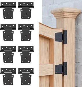 3.5 Inch Heavy Duty Gate Hinges, 8 Pack Extra Thick Black Iron Door Hinges
