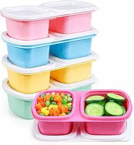 Caperci 5-Pack 8oz 2 Compartment Snack Containers with Lids, Classic