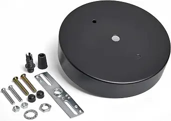 Slightly Oversized Light Fixture Canopy Kit. Black 6" Single Hole Ceiling Canopy Light Kit with Hardware, Extra Depth and Width Than Standard Canopies