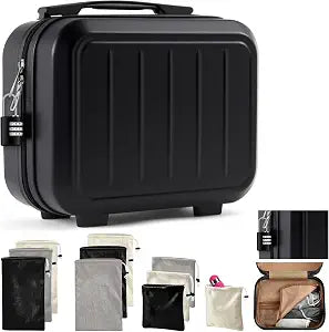 Chunful Adult Game Toy Storage Box Case with 3 Size Toy Bag, Black