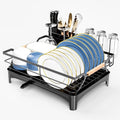 Dish Drying Rack,Space Saving Dish Drainer for Kitchen Counter & Sink,Black