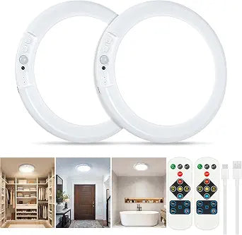 Rechargeable Ceiling Light 2 Pack, Magnetic Motion Sensor with Remote