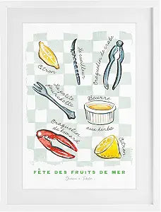 Modern French Bistro Kitchen, 14 x 20 Inch Framed Print Under Glass