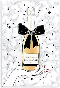 Champagne Bottle Abstract Glam, 13 x 19 Inch Mounted Print on Wall Plaque