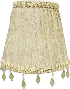 Royal Designs, Inc. CSO-1035-5BG Beaded Ruche Pleat Empire Chandelier Shade with Designer Trim, 3 x 5 x 4.5, Beige