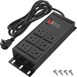 2500J Heavy Duty Surge Protector Power Strip 6 Outlets, Metal, 4FT Black