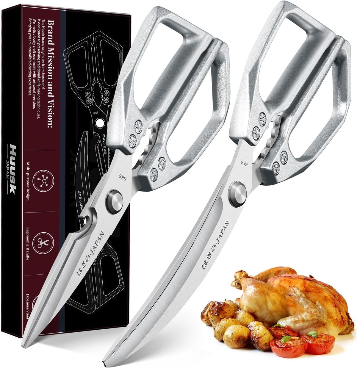 Huusk Kitchen Scissors for Food - Multifunction Kitchen Shears Heavy Duty