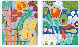 Bright Veggie Harvest, 11 x 14 Inch Mounted Print on Wall Plaque Set