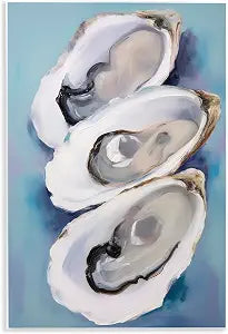Oyster Shells Nautical, 13 x 19 Inch Mounted Print on Wall Plaque