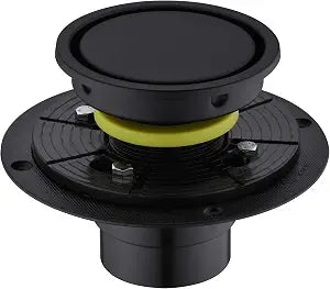 4 Inch Round Design Tile-in Shower Drain with Adjustable Shower Drain Base Flange, SUS 304 Stainless Steel Floor Drain with Tile Insert Grate Removable Cover, Matte Black Finished