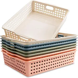 8 Pack Paper Organizer Baskets Trays, 14 In Plastic Storage Baskets