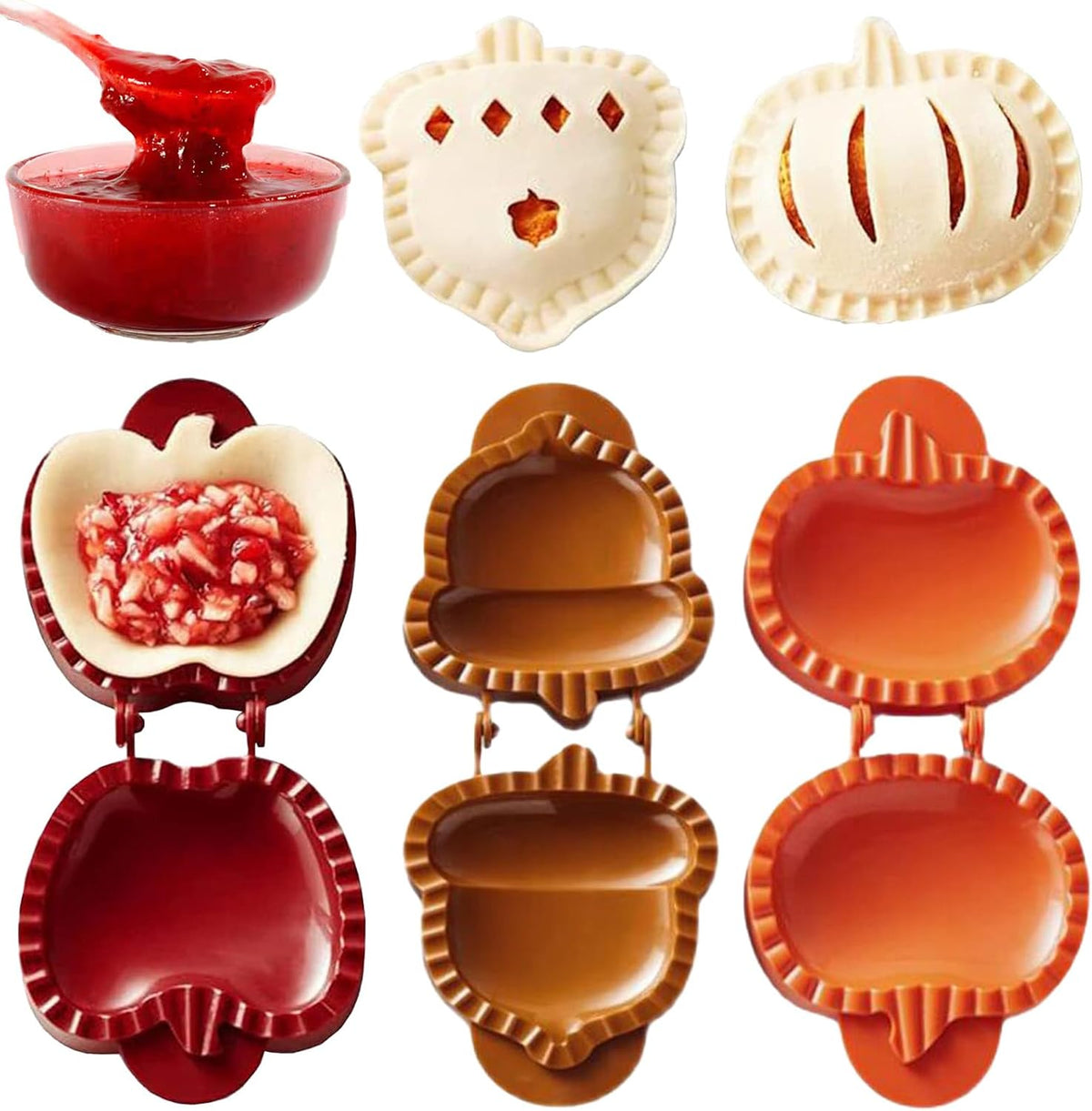 Dough Presser Pocketï¼ŒMini Pie Molds,One-Handed Cookie Maker, 3 Shape Christmas Handmade Pie Molds. (Autumn hand-dispatched)