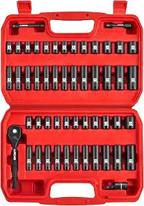 1/4" Drive Impact Socket Set, 52Pcs Ratchet Wrench Set, Metric and SAE