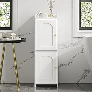 Hzuaneri Bathroom Storage Cabinet, Small Corner Floor Cabinet with 2 Doors