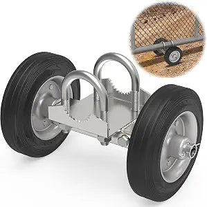 6" Rolling Gate Wheel for Chain Link Fence Rolling Sliding Gates Heavy-Duty Steel Rolling Gate with 2 Rubber Wheels for Metal Tube Gates and Driveway Gates