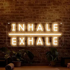 Inhale Exhale Neon Sign Calming Quote LED Wall Decor-Warm White-16.4"x7.1"