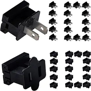 SPT-1 Vampire Plugs 20Pcs Black - Female and Male Slip Plug, Electrical Plug Replacement for Christmas Decorations Lights