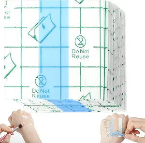 Qianyu 50 Pieces Makeup Hand Palette Single Use Makeup Mixing Palette Professional Makeup Artist Must Haves Disposable Transparent Waterproof Cosmetic Tray Adhesive Tape for Women and Girls (50)