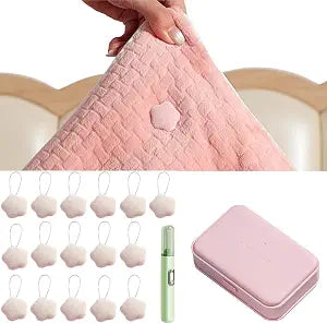 Duvet Clips 16-Pack, No Exposed Needles, Beige Star, Storage Box