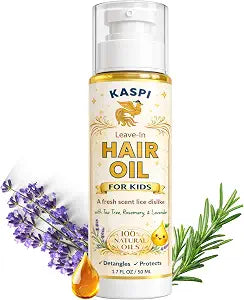 Natural Lice Prevention and Repellent Hair Oil Spray for Kids Hair – Made with Essential Oils, Detangles and Conditions - Tea Tree, Rosemary, and Lavender Oils by Kaspi